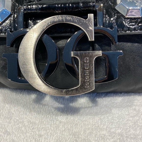 Retro Black Guess Textured Clutch Bag Purse Pocketbook - Picture 3 of 8